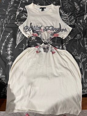 Cream Graphic Midi Dress